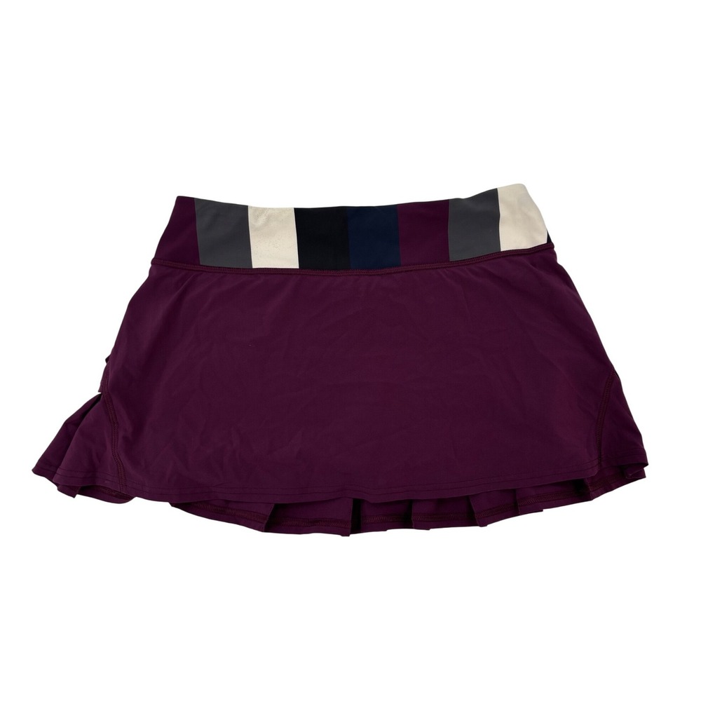 Lululemon Pace Setter Skirt Purple Multi Stripe Pleated Tennis Skort Size 8